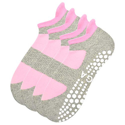 Busy Socks 2 Pack Women Ankle Non Slip Yoga Pilates Grip Socks with Cushion | Anti Skid Slipper Arch Support Socks for Barre Bikram Dance Trampoline Fitness Hospital Home Floor Walking Jogging Cardio - color: 2 Pairs Black/Gray