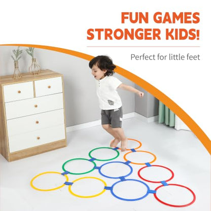 10Pcs 11" Hopscotch Rings, Agility Rings for Kids Obstacle Course - style: 11" Hoop – 1 Set