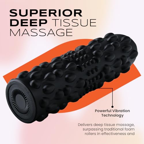 PURSONIC Vibrating Foam Roller – Deep Tissue Massage for Muscle Recovery – 5 Intensity Levels, USB Rechargeable, Durable & Lightweight Design