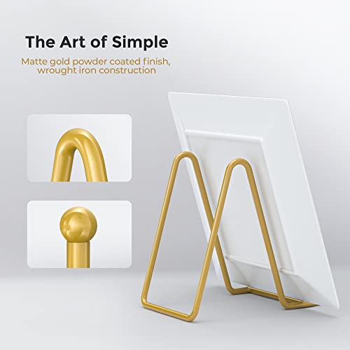TR-LIFE Plate Display Stand - 3 Inch Holder + Metal Frame for Picture, Decorative Plate, Photo Easel, Tabletop Art (Gold 2 Pack) - size: 3 Inch