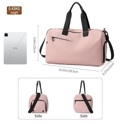 Handbag for Women Yoga Bag Large Capacity Yoga Pad Buckle with Shoe Compartment Water Bottle Sports Gym Bag Travel - color: B03-1 Pink