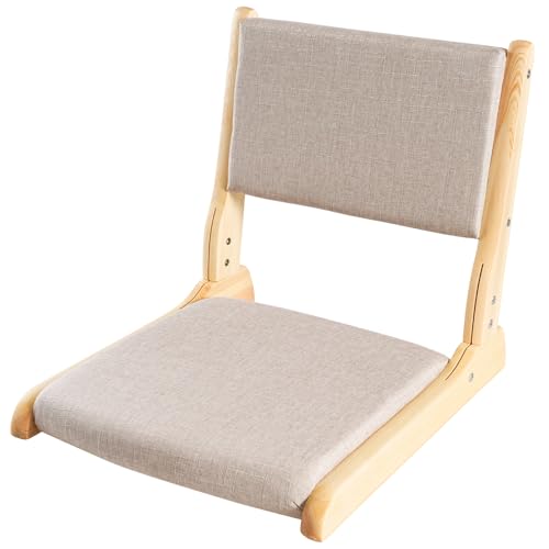 Japanese Floor Chair with Back Support, Foldable Meditation Chair, Legless Tatami Chair with Cushion, Floor Seat for Living Room, Bedroom, Bay Window (1, Gray) - color: Charcoal Grey