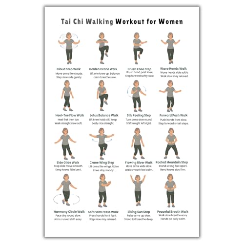 FEOFTIE Tai Chi Chair Workout Chart Wall Art Decor Home Gym Decor Motivational Posters Canvas Painting Tai Chi for Seniors Chart Pictures Prints Artwork for Gym Living Room Bedroom Unframed - color: C, size: 16"L x 12"W