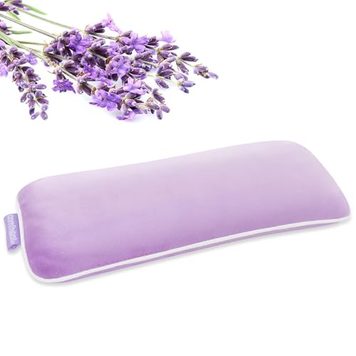 Lavender Weighted Eye Pillow for Yoga, Relaxation | Microwavable Moist Heat Eye Compress Mask with Washable Cover for Meditation, Yoga, Spa, Sleeping, Migraine Relief (Purple) - color: Purple (Lavender Scent)