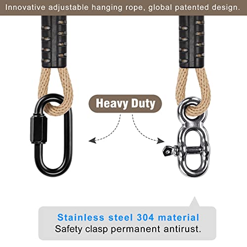 SELEWARE Tree Swing Rope Hammock Tree Straps Hanging Kit, Adjustable Rope Fast & Easy to Hang Hammock Chair Swing for Indoor Outdoor Tree Branch Camping Playground Accessories (Beige1, 40Inch,1 Pack) | Quick Easy Installation, Fits Tree Branches, Beige 1