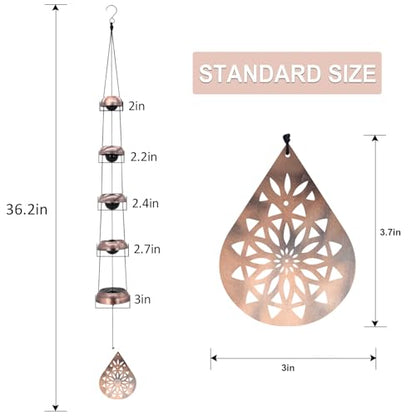 36" Copper Temple WindChimes with 5 Bells, Feng Shui Wind Bells for Outside - size: Geometric Mandala