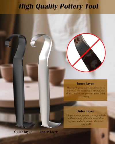 Pottery Trimming Tool, Stainless Steel Pottery Trimming Tools for Pottery, Durable and Sharp, Double Ended Trim Pottery and Ceramic Tools for Clay Artists and Pottery Creation (1 Pack) - color: 1 Pack