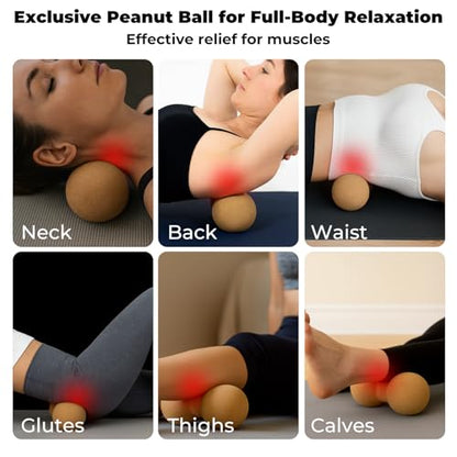 5-in-1 Cork Balance Board Kit - 15.7" Ankle Balance Board with Peanut Massage Ball, Balance Trainer, Foot Strengthener for Full Body Massage | Balance Stability | Improve Mobility | Prevent Falls