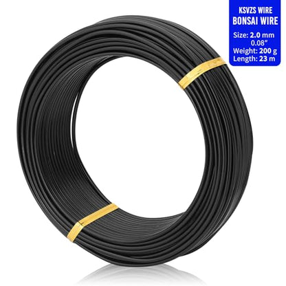 Bonsai Training Aluminum Wire, 2.0mm 12 Gauge Black 200g, Bendable Anodized Craft Wire, Flexible Armature Wire for Bonsai Tree Shaping, DIY Handcraft and Model Making(Black-2.0) - color: Black, size: 12 Gauge