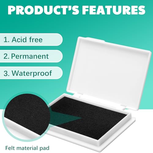 MotiMind 4 Pcs Archival Pigment Waterproof Ink Pad for Stamps, Black | Pigment Stamp Pads for Card Making Scrapbooking, Archival Acid-free Quality, 3.7x2.5 Inch, Works on Paper Glass - color: Black