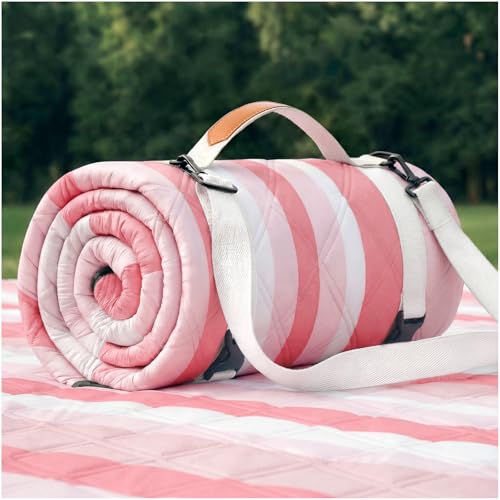 RYCHIC Waterproof Beach Blanket Picnic Outdoor Mat Rug Extra Large Foldable Big Cute Camping Gear Travel Accessories Gift Park Patio Lawn Garden Grass Ground Play Music Festival Concert Essential Pink - color: Multi Pink