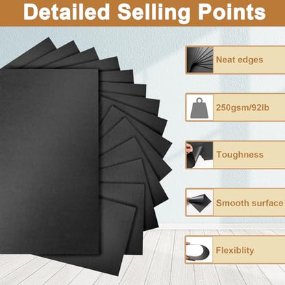 Silunkia 28 Sheets Shimmer Black Cardstock 8.5 x 11 Heavyweight Paper 92lb | Black Construction Paper Card Stock for Making Card, Greeting Cards, Office, Scrapbooking, Wedding Invitations - color: Black, size: 28 Sheets