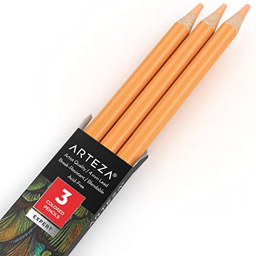 Arteza Colored Pencils, Pack of 3, A110 Marmalade Orange, Soft Wax-Based Cores, Ideal for Drawing, Sketching, Shading & Coloring - color: A110 Marmalade Orange