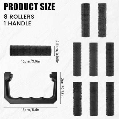 9 Pcs Texture Rollers Set, Clay Texture Roller with Handle, Pottery Tools for Desktop Ornaments, Miniature Models, Pottery