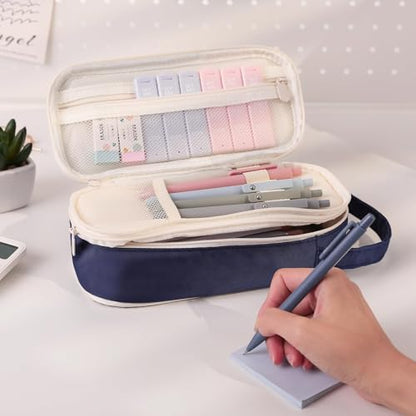 SKYDUE Cute School Supplies Kit, 38 PCS Aesthetic Stationery Set with Large Pencil Case, Pens, Mechanical Pencils, Highlighters & Sticky Notes for School, College - color: Blue