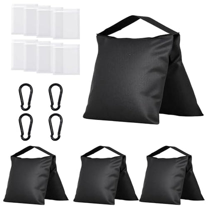 4-Pack Heavy Duty Sandbags,Multi-Use Stability for Photography Backdrop Stands Tripods Canopies Tents & Outdoor Gear,Reinforced Design + 4 Clips