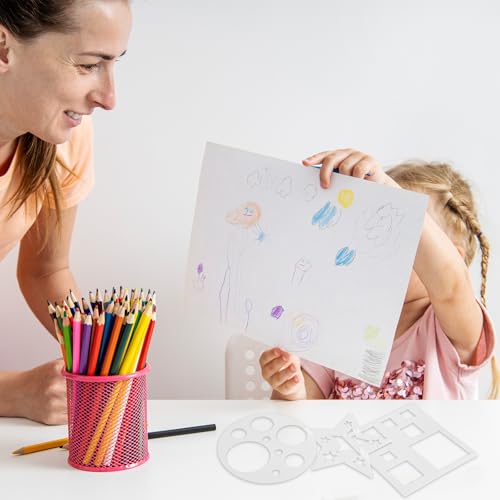 12 Pcs Drawing Stencil Geometric Stencils Circle Square Heart Star Template Set for Painting Basic Shape Tracing Stencils Simple Drawing Stencils for Classroom Painting DIY Craft - size: Small