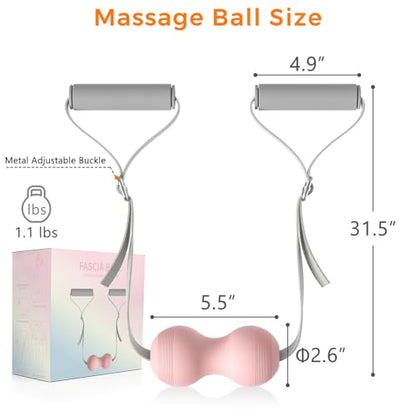 VICSKY Peanut Massage Ball with Handles & Pull Strap - Dual Trigger Point Therapy for Feet, Legs, Neck, Muscle Pain Relief, Myofascial Roller with Adjustable Strap (Pink) - color: B: Pink, Peanut Ball