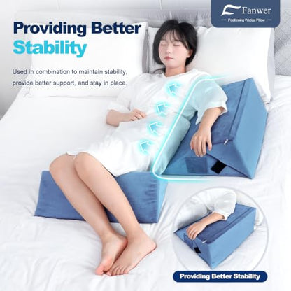 Fanwer Positioning Wedge Pillow for Side Sleeping (3 in 1),19.69",LightBlue - color: Light Blue, size: 19.69in