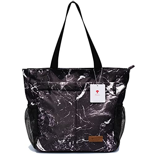 ESVAN Original Floral Tote Bag Large Shoulder Bag with Multi Pockets for Gym Travel Beach Daily Bags - color: C