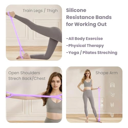 Figure 8 Resistance Band with Non-Slip Handles - color: 15LB Purple