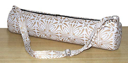 ICC Black Gold Mandala Full-Zip Exercise Yoga Mat Carry Bag Gym Beach Pilates Carrier Bags Hippie Mandala Indian Cotton Bag - style: White Gold Block