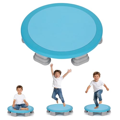 Kids Rebounder Bouncing Board, Mini Trampoline for Kids, 25 in Sensory Bouncing Board with Non-Slip Base, Rebound Jumping Board for Indoor Outdoor Play Autism Sensory Development Ideal Gift - color: Blue
