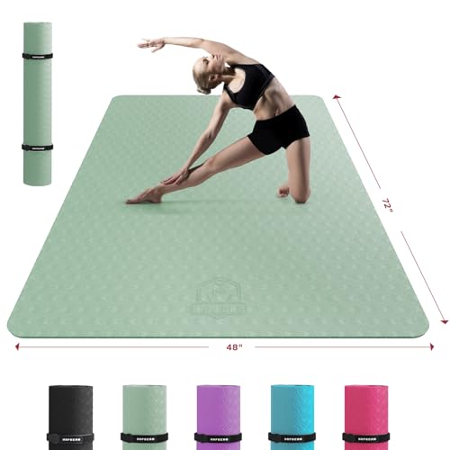 HAPBEAR Extra Large Yoga Mat - 72"x48"x6mm (1/4 inch), Non-Slip, Durable, Thick Wide Exercise Mat for Home Workouts, Yoga, Pilates, Stretching and Cardio Workouts - color: 72"x48"- Green, size: 6MM