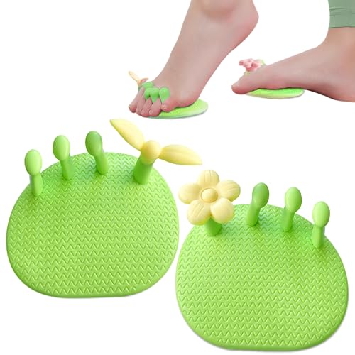 Toe Separators for Overlapping Toes Women,Flowers and Leaves Calf Trainer Toe Separators for Women,Bunion Corrector Thin Leg Exerciser,Suitable Having Plantar Fasciitis,Bunions,Other Foot Pain - color: 1-green