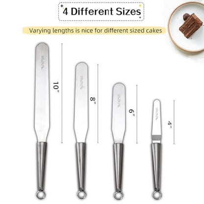 Cake Frosting Spatula Set, 4 6 8 10 Inch Straght Icing Spreader Knife For Baking, Decorating Cakes - size: Stainless steel icing spatula 4, 6, 8, 10 inch
