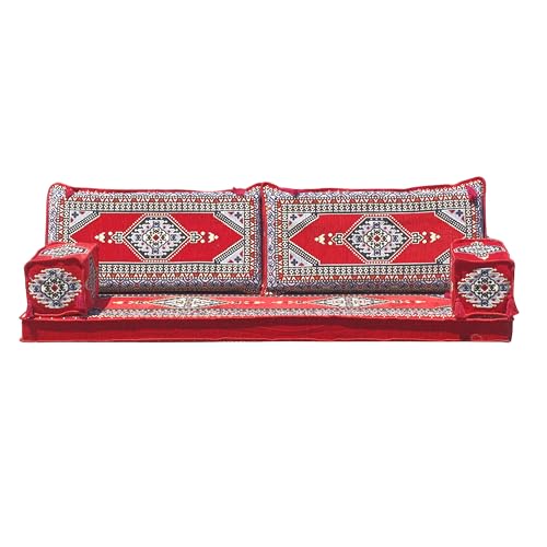 mysticalanatolia Majlis Floor Sofa Loveseat – 75x27x4 in Convertible Guest Mattress Traditional Arabic Seating Bohemian Style Living Room Furniture Futon Sets