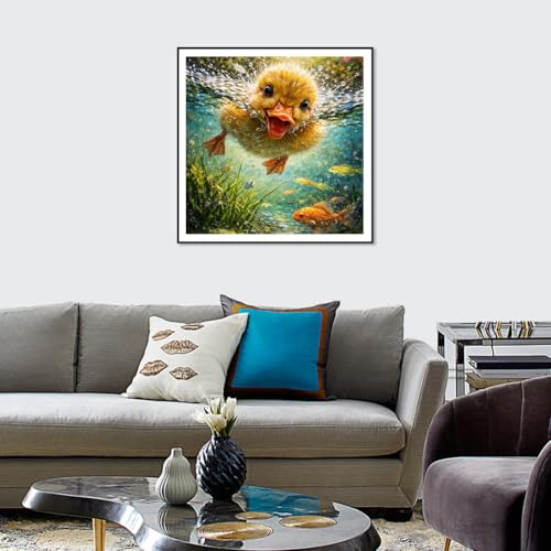 Acudotr Duck Diamond Art Kits for Adults, DIY Home Decor, 12x12 Inch | 5D DIY Diamond Painting kits, Full Round Drill Design, Easy for Beginners, Complete Tools Set, Prefect Handmade Gift