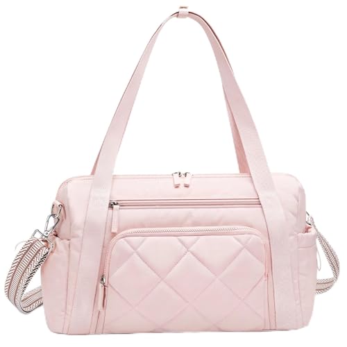 SYTRAH Gym Bag for Women, Duffle Sport Purse for Travel & Dance Pink | Lightweight Nylon: Wet Pocket, 11-Pocket Organizer with Adjustable Strap, Gym/Dance/Swim - color: Pink(No shoe compartment)