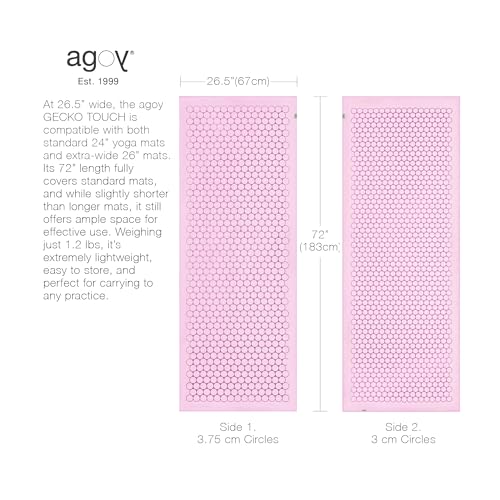 agoy Gecko Touch - 차세대 극세사 요가 타월 - 양면 실리콘 미끄럼 방지 그립 - 핫 요가에 이상적 - 흡수성이 뛰어나고 세척하기 쉽고 여행 친화적 - 30% 재활용 소재 - 웻 백 무료 - color: Purple Rain