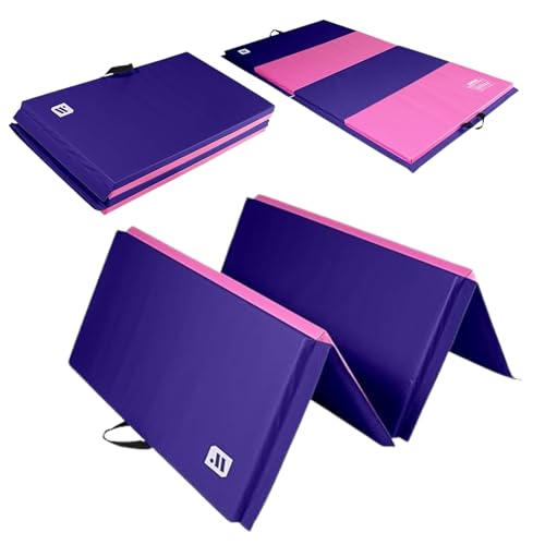 We Sell Mats - 4 ft x 8 ft x 2 in Premium Personal Fitness & Exercise Mat for Home Workout - Lightweight and Folds for Carrying – All Purpose Home Gym Mat – Thick Mat for Yoga, Pilates, Stretches - color: Purple / Pink