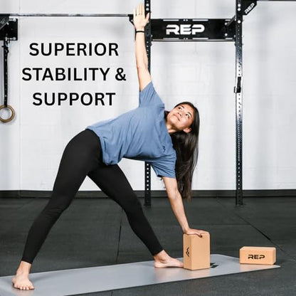 REP Fitness Cork Yoga Block, Eco-Friendly & Non-Slip Yoga Brick | Firm Support for Balance, Poses & Stretching | Durable Cork Block for Home Gym, Pilates, Meditation, Workouts & Physical Therapy