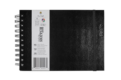 Creo Crafts SketchO WireO Sketchbook A5 Landscape - Spiral Bound Hardcover, 128 Pages (64 Sheets), 140 GSM Natural Shade Acid-Free Paper for Acrylic, Gouache, Sketching & Journaling - size: A5