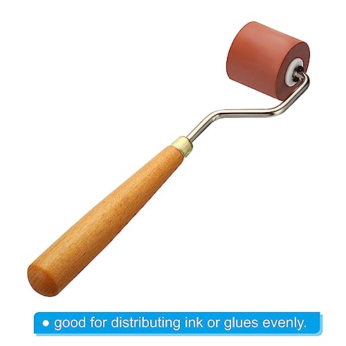 PATIKIL 1.2 Inch Rubber Roller Brayer, Anti Skid Hard Rubber Roller Tools for Wallpaper Art Craft Printing Printmaking Ink Stamping Tape Construction, Red - size: 1.2 Inch