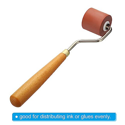 PATIKIL 1.2 Inch Rubber Roller Brayer, Anti Skid Hard Rubber Roller Tools for Wallpaper Art Craft Printing Printmaking Ink Stamping Tape Construction, Red - size: 1.2 Inch