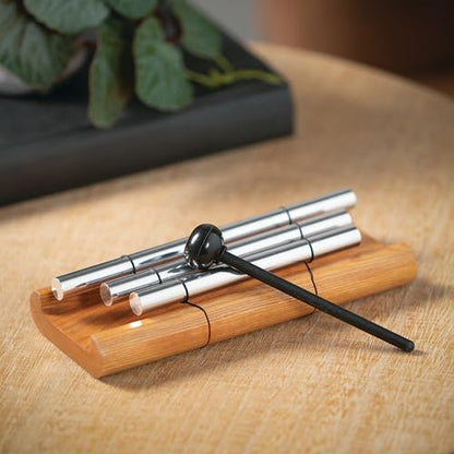 Woodstock Wind Chimes Zenergy Trio Hand Chime, Silver (7.7") Musically Tuned for Meditation, Yoga and Mindfulness, Great for Classrooms - size: 7.7"