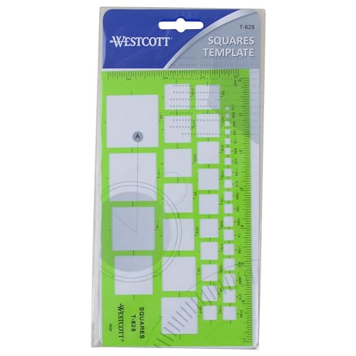Westcott T-828 Technical Squares Drawing and Drafting Template, Plastic Template Tool, Green
