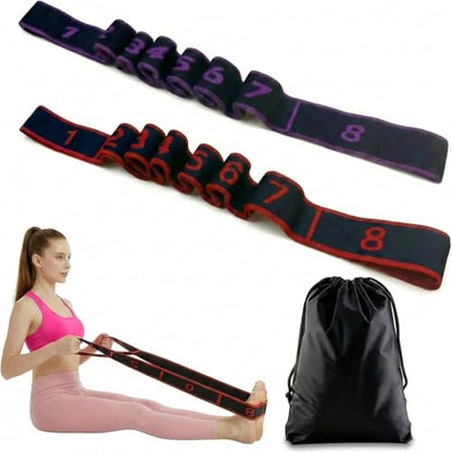 2Pcs Fitness Resistance Band for Stretching and Yoga, Numbered Resistance Band with Loops & Waterproof Portable Bag, 8 Segment Elastic Strap for Pilates, Dance & Physical Therapy