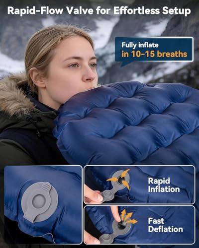 Hikenture R4 Backpacking Sleeping Pad, Ultralight Camping Mattress - color: Blue