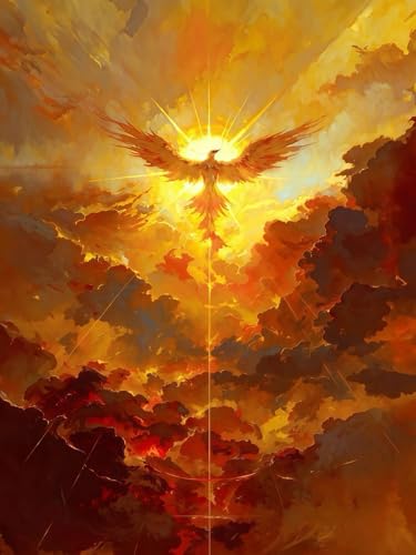 JYXSJYYD 5D DIY Golden Bird Diamond Art Kits for Adults,11.8x15.8 inch | Full Round Drill Diamond Paintings Kits for Beginners,Phoenix Paint by Diamonds Dot Gem Art Crafts,for Home Wall Art Decor - color: KM740-1