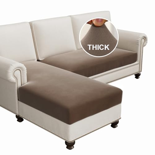 H.VERSAILTEX Fleece Sectional Couch Covers L Shape Stretch Couch Cushion Covers Thick and Soft Sofa Covers for Sectional Sofa Set Washable (2 Seater + 1 Chaise, Taupe) - color: Taupe, size: 2 Seater + Chaise