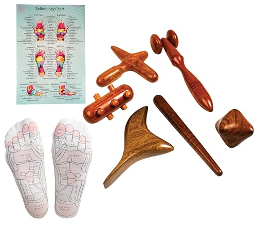 CCcollections Wood Therapy Massage Tools, Reflexology Wooden Stick Tool, Traditional Equipment for Relieving Muscle Pain Body Lymphatic Drainage Massager - (G 6SET+SOCKS, 1, Count) - size: Set G (Socks)