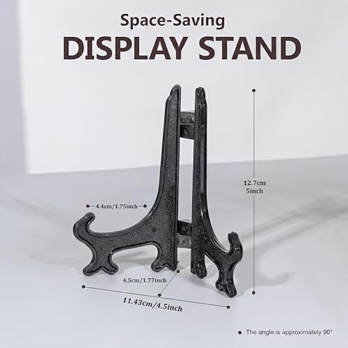 Artliving 5 Inch Black 12pcs/Set Plastic Easels Plate Display Stands Picture Frame Stand Holder - color: Black, size: 5 inch (12 pack)