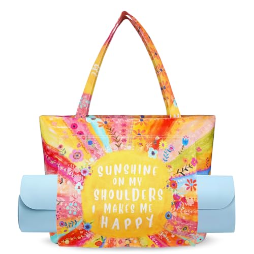 Yoga Mat Bag Yoga Bags and Carriers Fits All Your Stuff Yoga Tote Bag with Zipper Pocket Yoga Mat Carrier Pilates Bag Take in Out Mat Easily - color: Sunshine