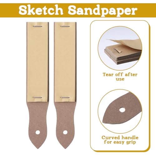 4 PCS Sandpaper Sharpener, 6.5 × 1.18 Inch Charcoal Pencil Sharpener Sketch Drawing Sandpaper Art Drawing Tool for Colored Pencil Pastel Sticks Sketching Artist Sketch Beginner