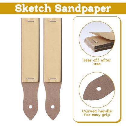 4 PCS Sandpaper Sharpener, 6.5 × 1.18 Inch Charcoal Pencil Sharpener Sketch Drawing Sandpaper Art Drawing Tool for Colored Pencil Pastel Sticks Sketching Artist Sketch Beginner
